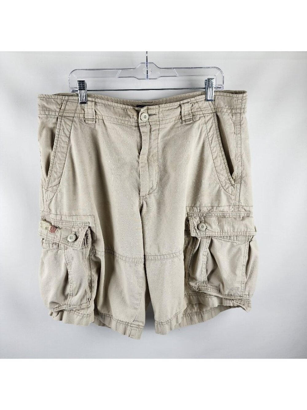 Polo Jeans Co. Shorts Mens 36 Beige Vintage Ripstop Cargo Shorts (36x12)